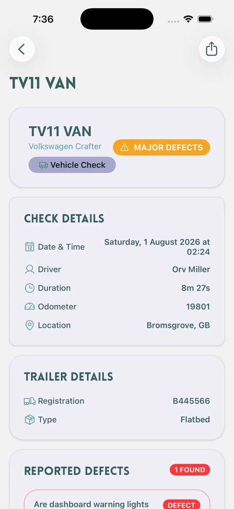 AutoMauve mobile completed inspection report